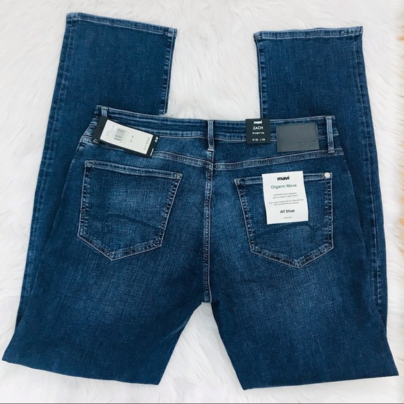 NWT!! Mens Mavi Organic Cotton Blend Move Zach Straight Leg Jean Rich Indigo - Picture 3 of 10